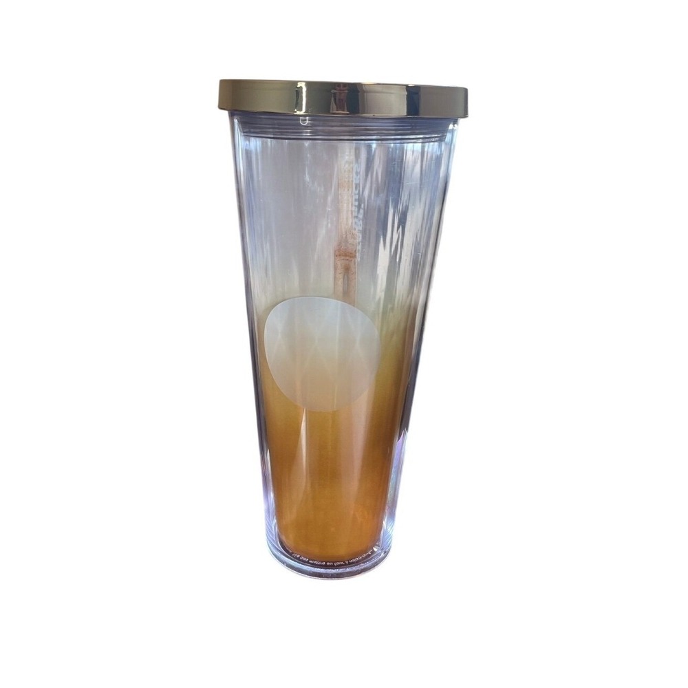 2014 Starbucks Chisled Gradient Gold Dot Ombre 24oz Tumbler Venti Cup Tumblr